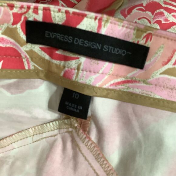 Express Red Floral Vintage Y2K Tropical Beachy Vacation Boho Pleated Skirt 10 - Picture 7 of 10